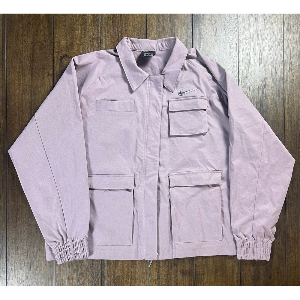 Nike Sportswear Woven Utility Cargo Jacket Mauve Purple Metallic Swoosh XXL